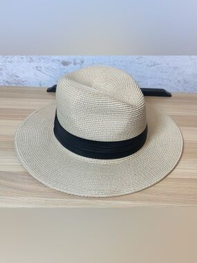 Furtalk Classic Straw Fedora sun Hat with Black Band